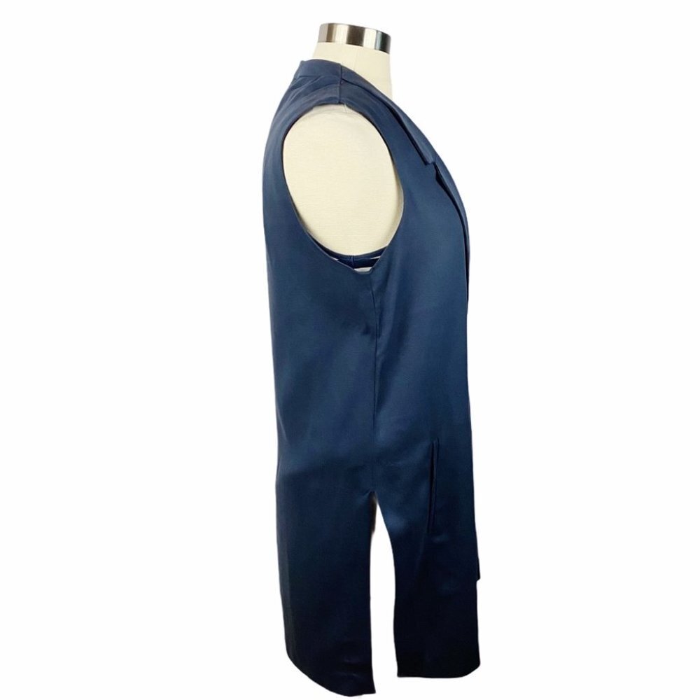 ASTR Navy Side-Slit Long Vest w/ Pockets S - Picture 3 of 8